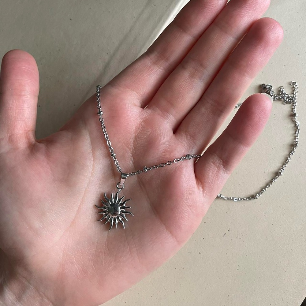 Silver Sun Pendant Necklace - Picture 3 of 5